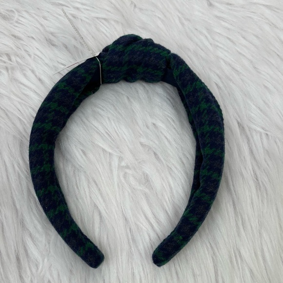 🏷️NWT J. Crew Factory Houndstooth Knot Headband Wool Blend Spruce & Antique Navy - Picture 6 of 11